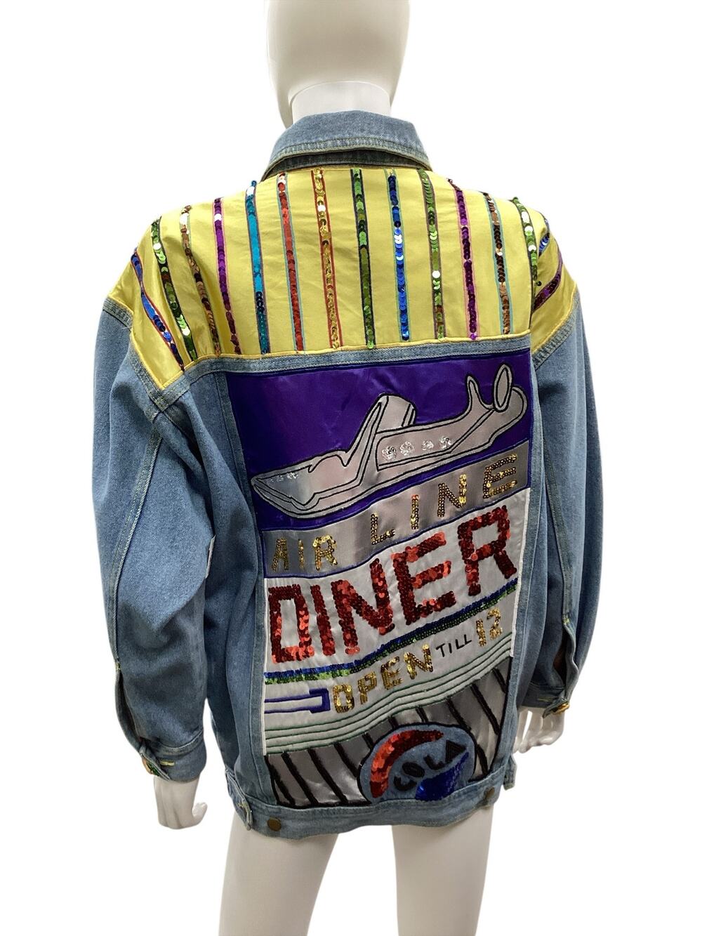 Vintage Cedars Jacket Women’s 1Size Denim 100% Cotton Ornate Diner Theme SoCool!